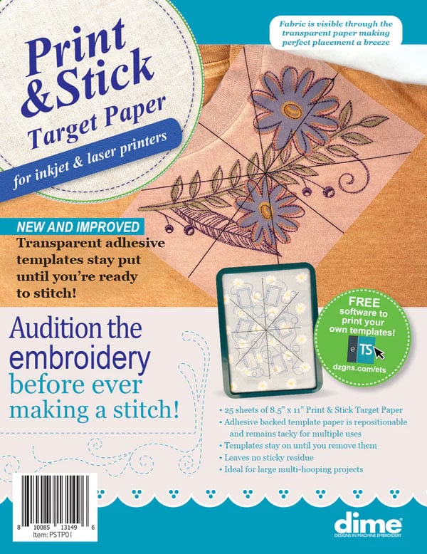 Print and Stick Target Paper | EmbroideryDesigns.com